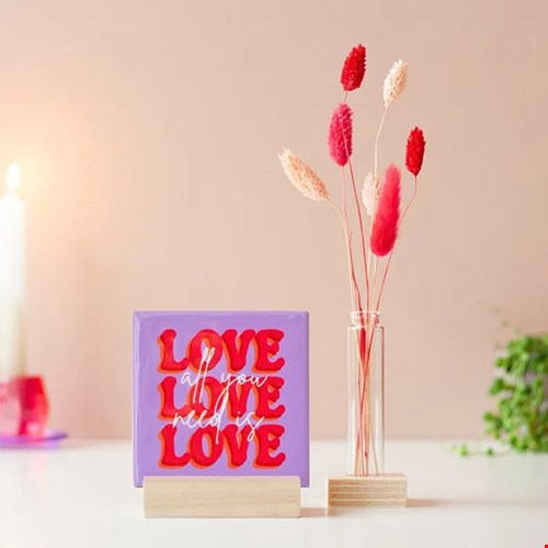 Tegeltje All you need met vaasje Tegeltje All you need met vaasje
